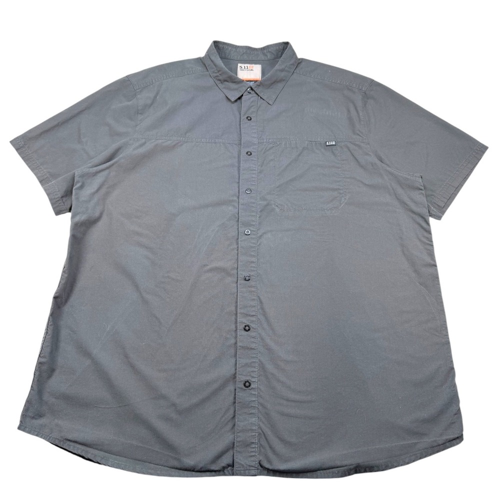 5.11 Tactical Mens 2XL Gray Short Sleeve Button Up Utility Work Shirt